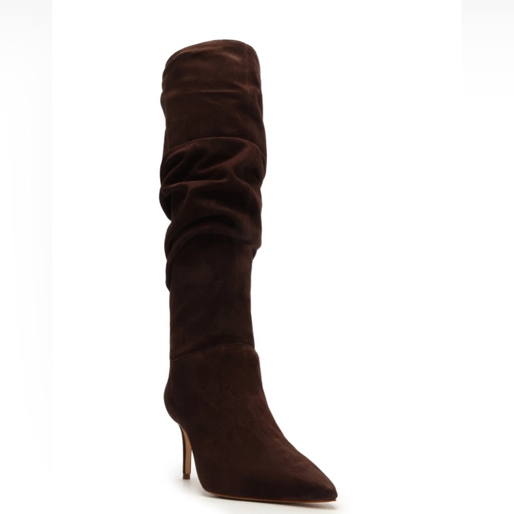 Schutz Ashlee Up Suede Chocolate Brown Tall Boots 8.5 (no box)